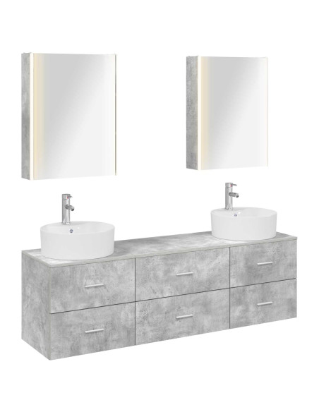 Set di mobili per il bagno 5 pcs Grigio Cemento