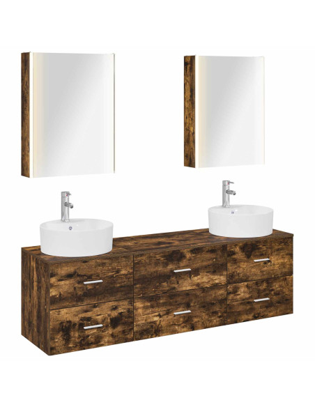 Set di mobili per il bagno 5 pcs Rovere Fumo