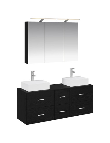 Set di mobili per il bagno 4 pcs Rovere Nero