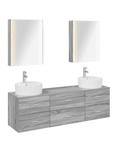 Set di mobili per il bagno 5 pcs Sonoma grigio