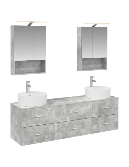 Set di mobili per il bagno 5 pcs Grigio Cemento