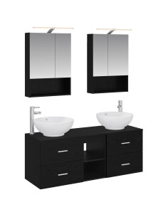 Set di mobili per il bagno 5 pcs Rovere Nero