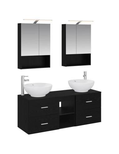 Set di mobili per il bagno 5 pcs Rovere Nero