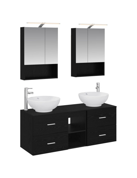 Set di mobili per il bagno 5 pcs Rovere Nero