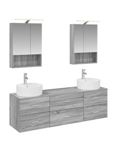 Set di mobili per il bagno 5 pcs Sonoma grigio