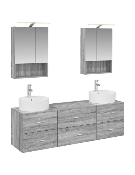 Set di mobili per il bagno 5 pcs Sonoma grigio
