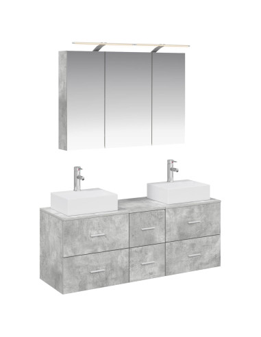 Set di mobili per il bagno 4 pcs Grigio Cemento