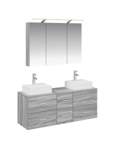 Set di mobili per il bagno 4 pcs Sonoma grigio