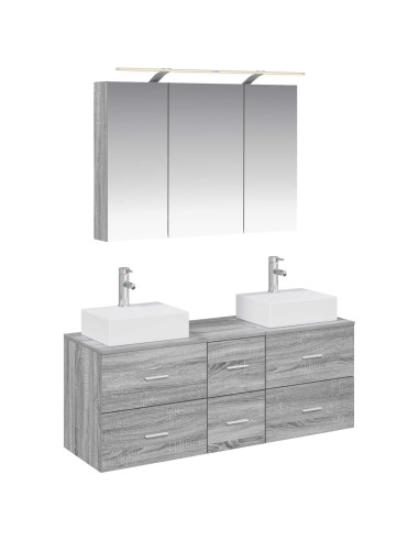 Set di mobili per il bagno 4 pcs Sonoma grigio
