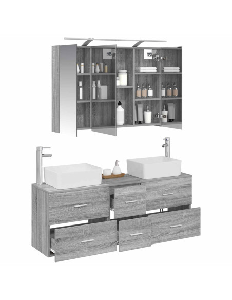 Set di mobili per il bagno 4 pcs Sonoma grigio