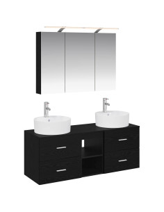 Set di mobili per il bagno 4 pcs Rovere Nero