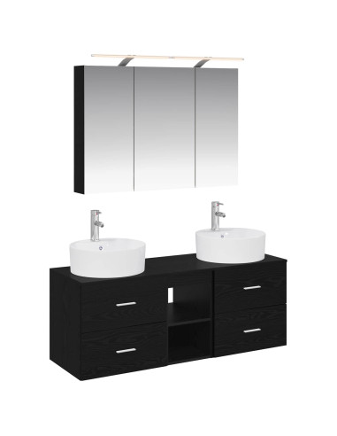 Set di mobili per il bagno 4 pcs Rovere Nero