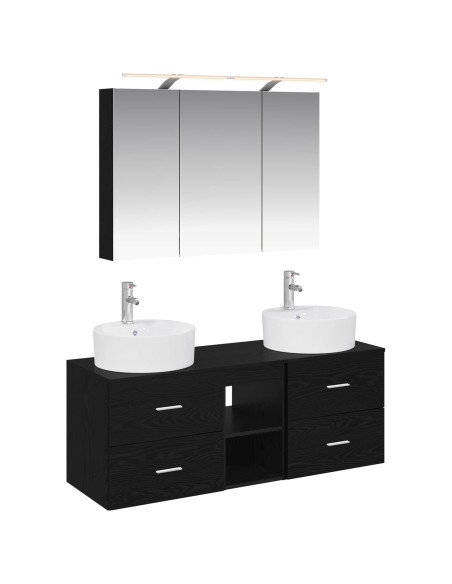 Set di mobili per il bagno 4 pcs Rovere Nero
