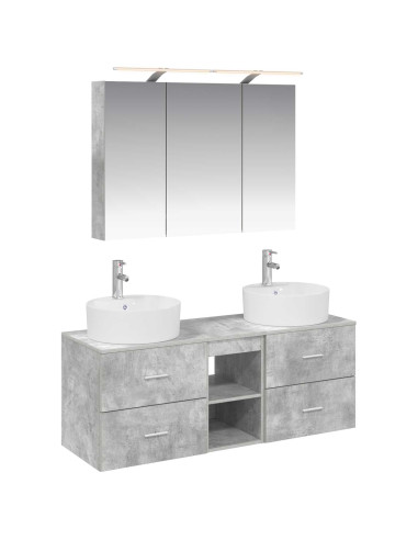 Set di mobili per il bagno 4 pcs Grigio Cemento