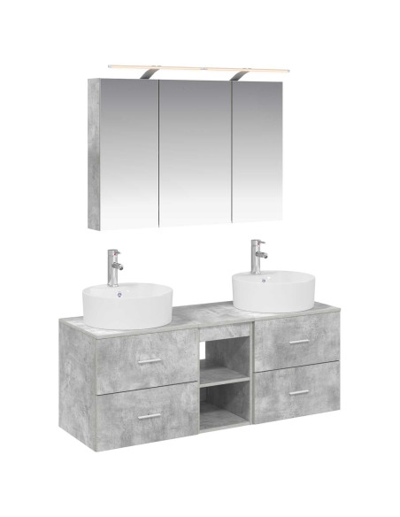 Set di mobili per il bagno 4 pcs Grigio Cemento