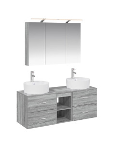 Set di mobili per il bagno 4 pcs Sonoma grigio