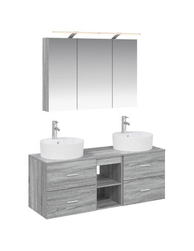 Set di mobili per il bagno 4 pcs Sonoma grigio
