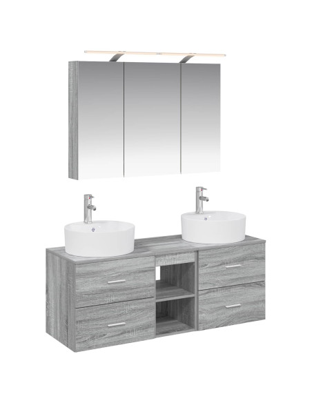 Set di mobili per il bagno 4 pcs Sonoma grigio