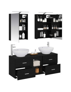 Set di mobili per il bagno 5 pcs Rovere Nero 2