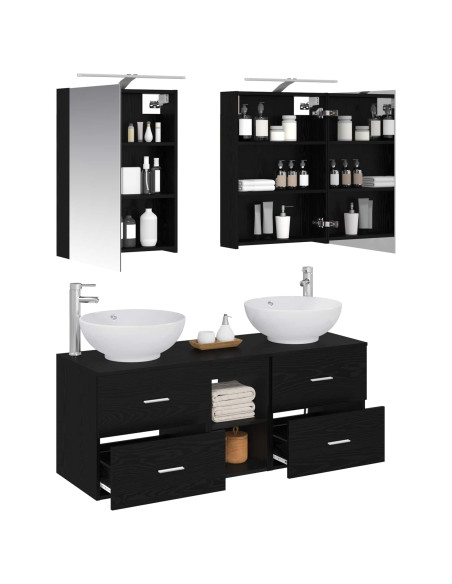 Set di mobili per il bagno 5 pcs Rovere Nero
