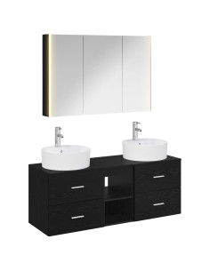 Set di mobili per il bagno 4 pcs Rovere Nero