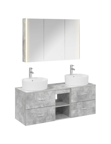 Set di mobili per il bagno 4 pcs Grigio Cemento