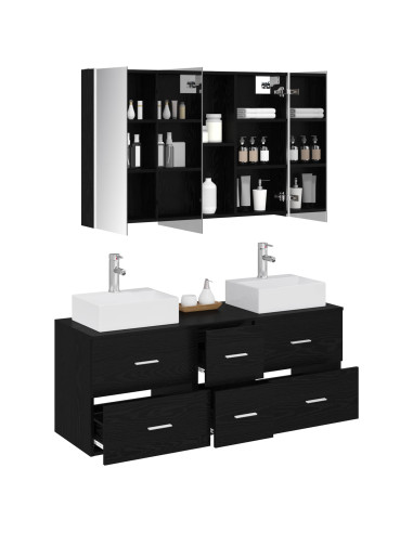 Set di mobili per il bagno 4 pcs Rovere Nero