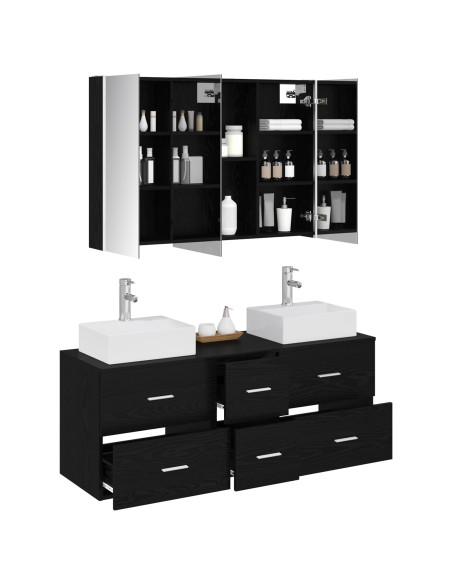 Set di mobili per il bagno 4 pcs Rovere Nero