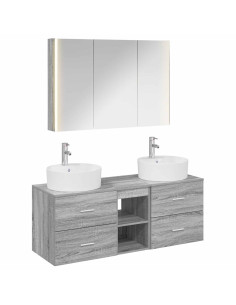 Set di mobili per il bagno 4 pcs Sonoma grigio