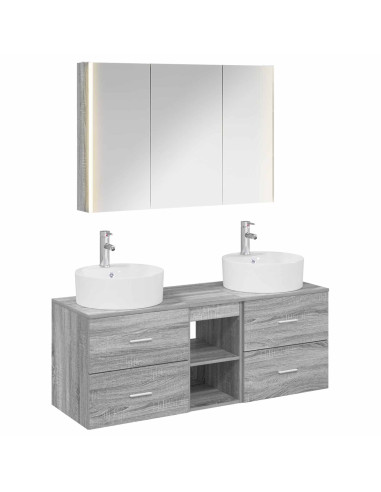 Set di mobili per il bagno 4 pcs Sonoma grigio