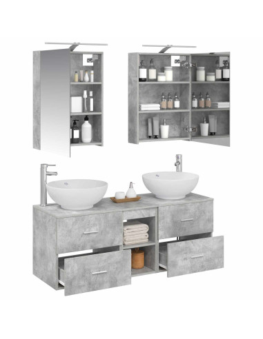 Set di mobili per il bagno 5 pcs Grigio Cemento