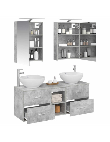 Set di mobili per il bagno 5 pcs Grigio Cemento