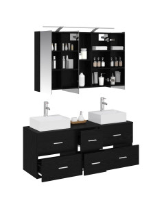 Set di mobili per il bagno 4 pcs Rovere Nero 2