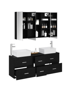 Set di mobili per il bagno 4 pcs Rovere Nero 2