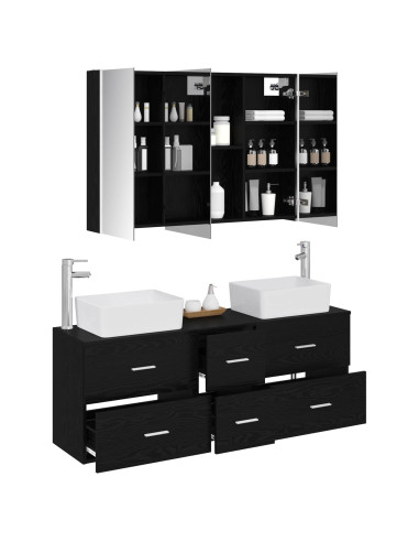 Set di mobili per il bagno 4 pcs Rovere Nero