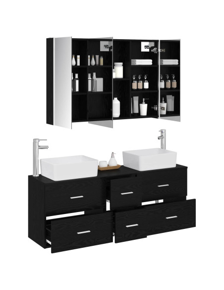 Set di mobili per il bagno 4 pcs Rovere Nero