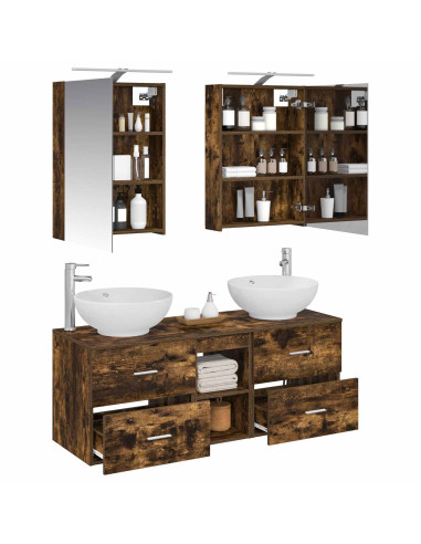 Set di mobili per il bagno 5 pcs Rovere Fumo