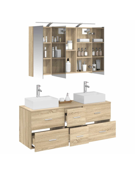 Set di mobili per il bagno 4 pcs Rovere Sonoma