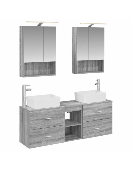 Set di mobili per il bagno 5 pcs Sonoma grigio