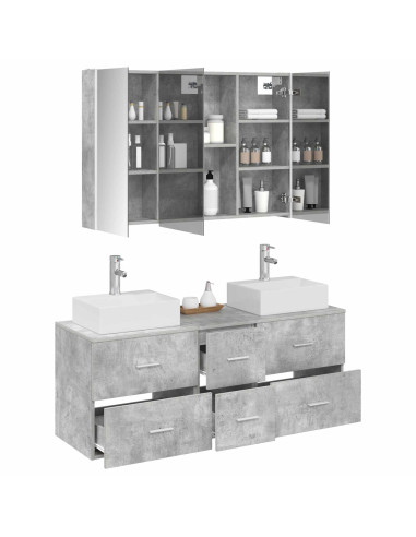 Set di mobili per il bagno 4 pcs Grigio Cemento