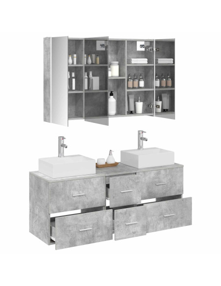 Set di mobili per il bagno 4 pcs Grigio Cemento