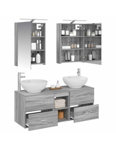 Set di mobili per il bagno 5 pcs Sonoma grigio