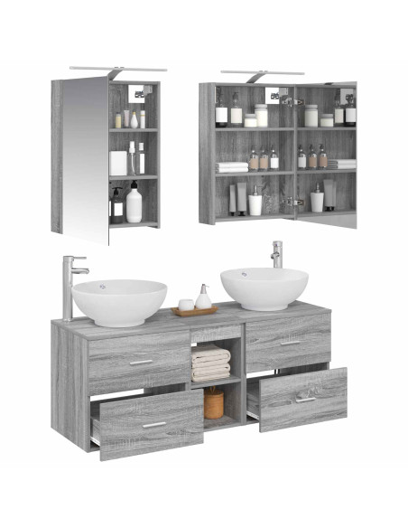 Set di mobili per il bagno 5 pcs Sonoma grigio
