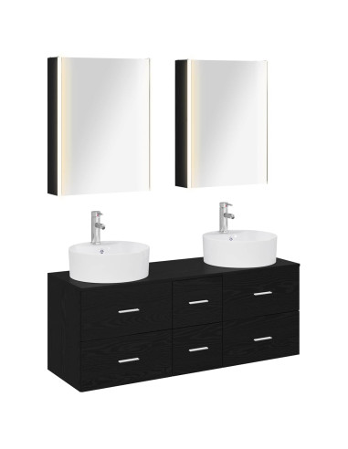 Set di mobili per il bagno 5 pcs Rovere Nero