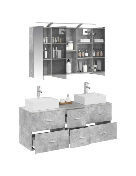 Set di mobili per il bagno 4 pcs Grigio Cemento