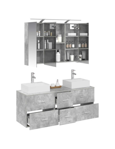 Set di mobili per il bagno 4 pcs Grigio Cemento
