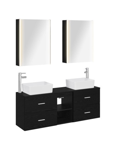 Set di mobili per il bagno 5 pcs Rovere Nero