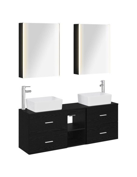 Set di mobili per il bagno 5 pcs Rovere Nero