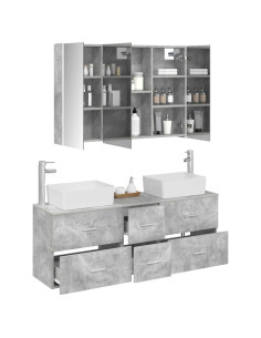 Set di mobili per il bagno 4 pcs Grigio Cemento 2
