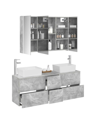 Set di mobili per il bagno 4 pcs Grigio Cemento